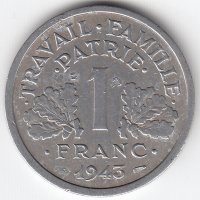 Франция 1 франк 1943 год