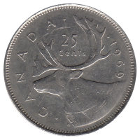 Канада 25 центов 1969 год