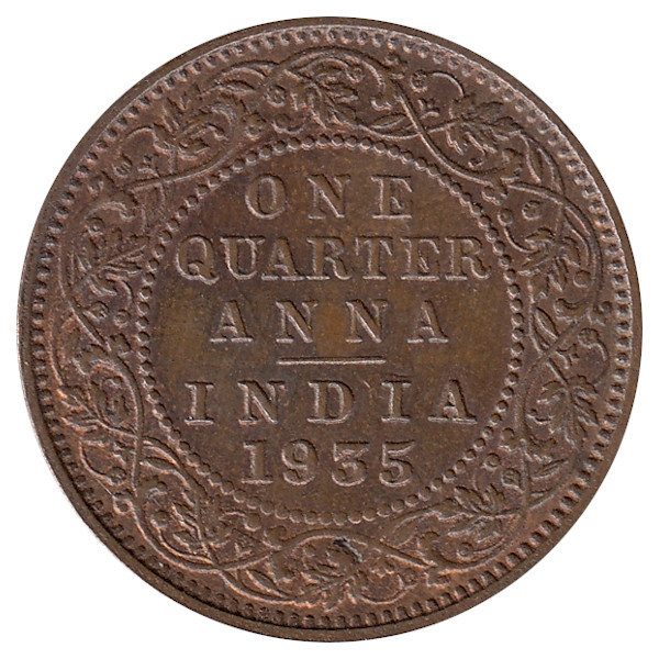 Британская Индия 1/4 анна 1935 год