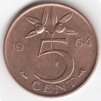 Нидерланды 5 центов 1964 год