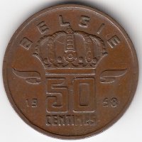 Бельгия (Belgie) 50 сантимов 1958 год