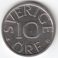 Швеция 10 эре 1987 год