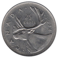 Канада 25 центов 1974 год