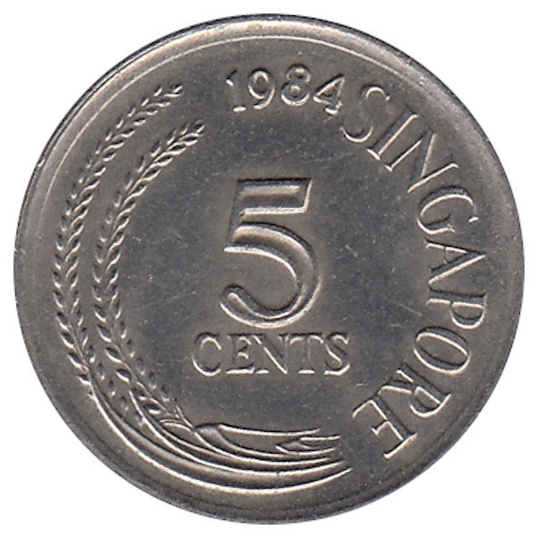 Сингапур 5 центов 1984 год (не магнитная)