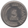 Сингапур 5 центов 1984 год (не магнитная)