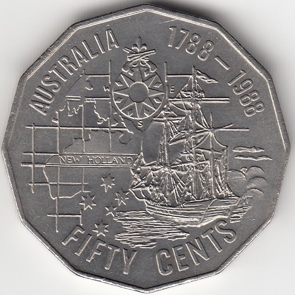 Австралия 50 центов 1988 год