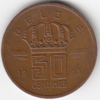 Бельгия (Belgie) 50 сантимов 1963 год