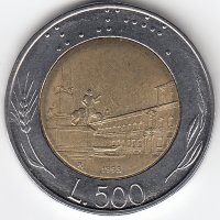 Италия 500 лир 1995 год