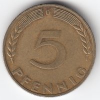 ФРГ 5 пфеннигов 1970 год (D)