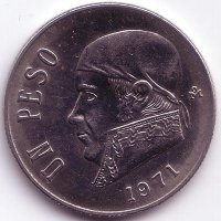 Мексика 1 песо 1971 год (aUNC)