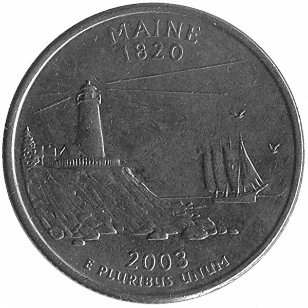 США 25 центов 2003 год (D). Мэн.