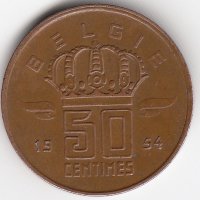 Бельгия (Belgie) 50 сантимов 1954 год