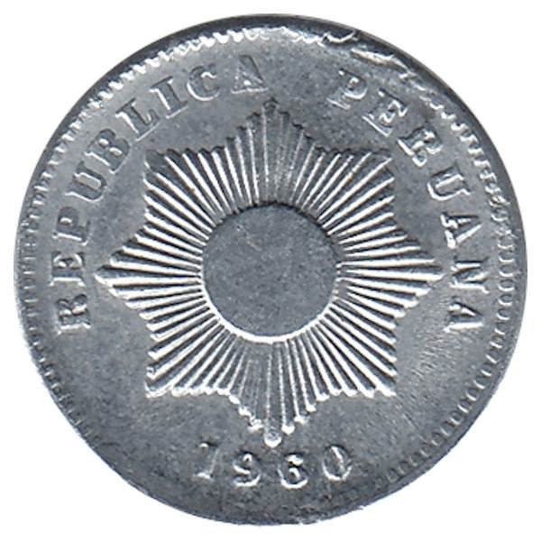 Перу 1 сентаво 1960 год (UNC)