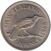 Новая Зеландия 6 пенсов 1965 год