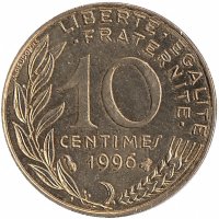 Франция 10 сантимов 1996 год