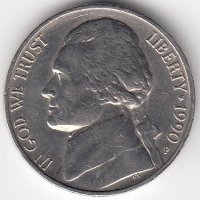 США 5 центов 1990 год (P)
