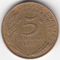 Франция 5 сантимов 1972 год