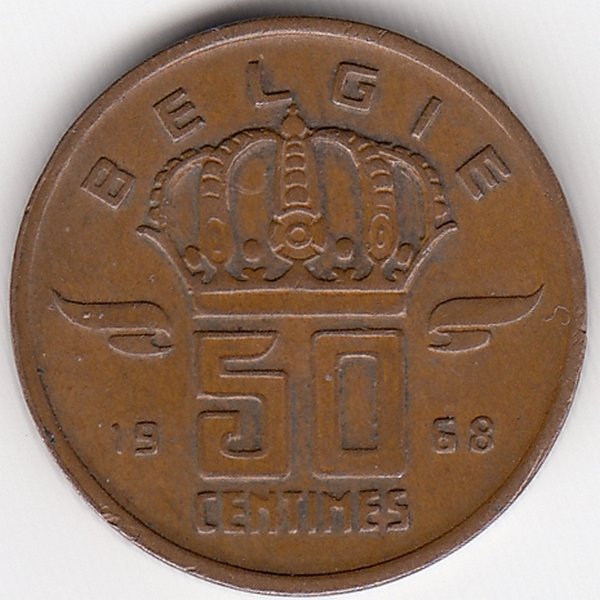 Бельгия (Belgie) 50 сантимов 1968 год