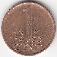 Нидерланды 1 цент 1960 год