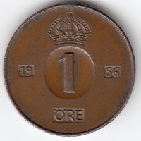 Швеция 1 эре 1956 год
