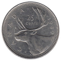 Канада 25 центов 1989 год