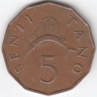 Танзания 5 центов 1976 год