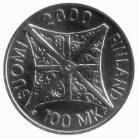 Финляндия 100 марок 2000 год (BU)