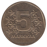 Финляндия 5 марок 1977 год