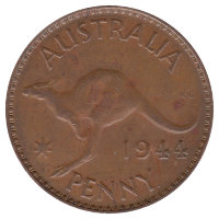 Австралия 1 пенни 1944 год (Точка после "PENNY")