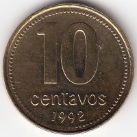 Аргентина 10 сентаво 1992 год