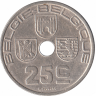 Бельгия (Belgie-Belgique) 25 сантимов 1938 год (авр/рев) 