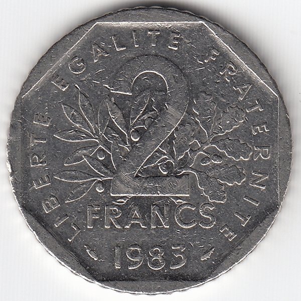 Франция 2 франка 1983 год