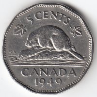 Канада 5 центов 1949 год