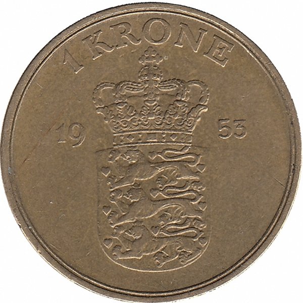 Дания 1 крона 1953 год