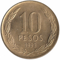 Чили 10 песо 1993 год