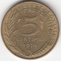 Франция 5 сантимов 1974 год