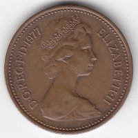 Великобритания 1 новый пенни 1977 год
