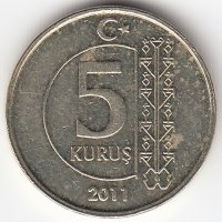 Турция 5 курушей 2011 год