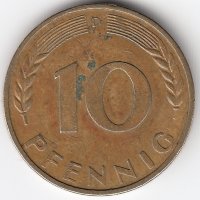 ФРГ 10 пфеннигов 1968 год (D)