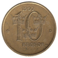 Швеция 10 крон 1992 год