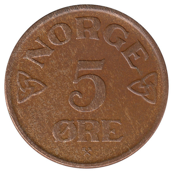 Норвегия 5 эре 1955 год