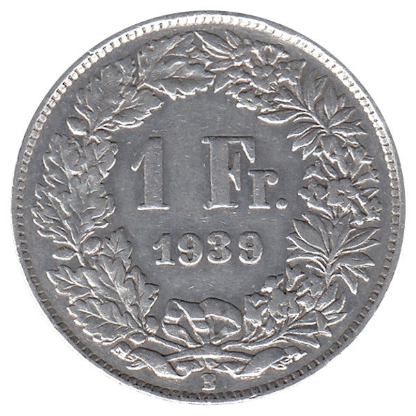 Швейцария 1 франк 1939 год