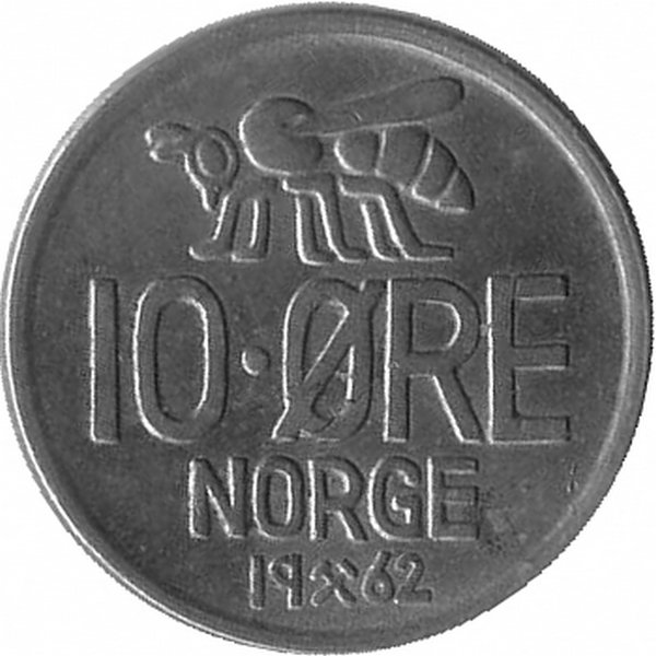 Норвегия 10 эре 1962 год