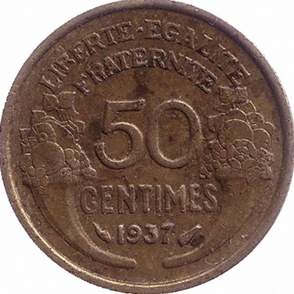 Франция 50 сантимов 1937 год
