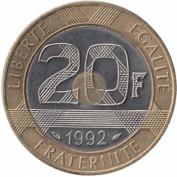 Франция 20 франков 1992 год (остров Мон-Сен-Мишель)