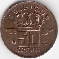 Бельгия (Belgique) 50 сантимов 1998 год
