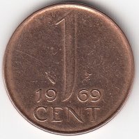 Нидерланды 1 цент 1969 год