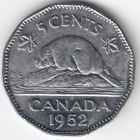 Канада 5 центов 1952 год