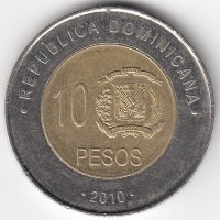 Доминиканская Республика 10 песо 2010 год