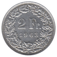 Швейцария 2 франка 1963 год